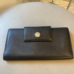 BVLGARI Authentic Classico W-Hook Tri-fold Long Wallet Leather